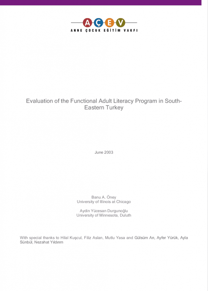 Development and evaluation of an adult literacy program in Turkey